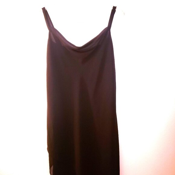 Vintage Black Chiffon Maxi Dress with Drape Neckline Sheer Hem Size 20W EUC - Picture 4 of 11